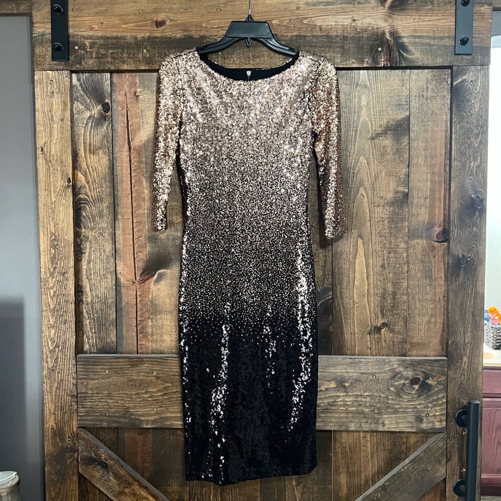Premier Amour Rose Gold and Black Ombre Dress size 2